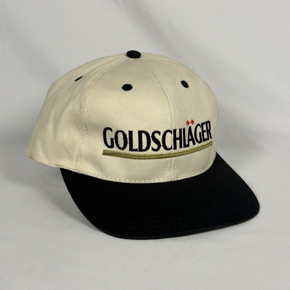 Vintage Goldschlager Twill Hat Made in Taiwan Green Underbill Hook & Loop Cap